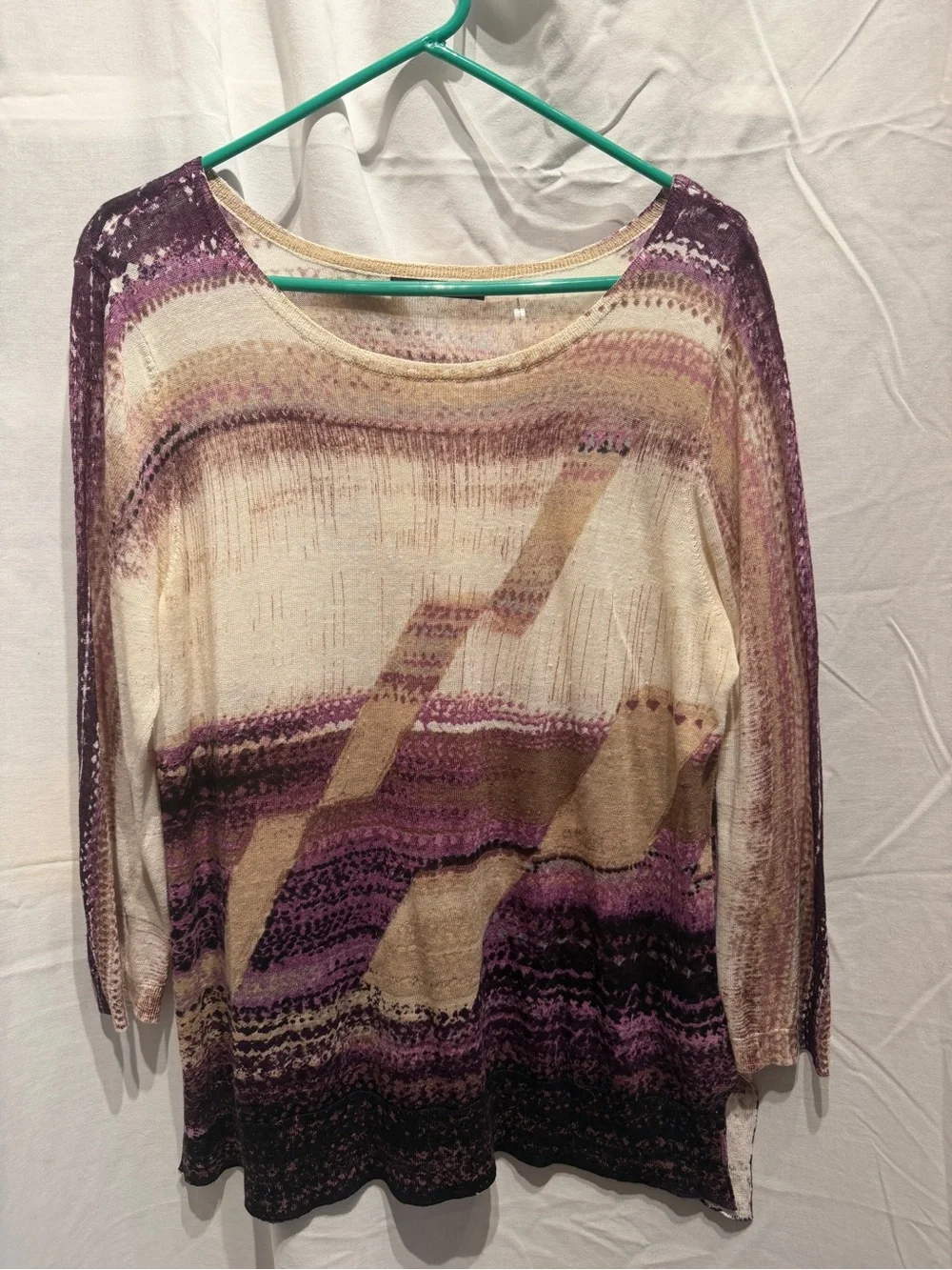 NIC+ZOE Lavender and Cream Knit Sweater